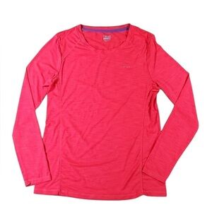 Hind Performance Long Sleeve Shirt Medium Red Coral Moisture Wicking stretch